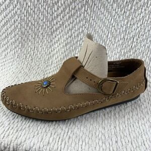 Hush Puppies Brown Moccasins Mary Jane 57907 Southwestern Western Boho Hippie 7M